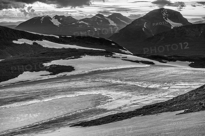The Alep Ruohtesjiegna glacier, Sarek National Park, Laponia World Heritage Site, Norrbotten, Lapland, Sweden, August 2021