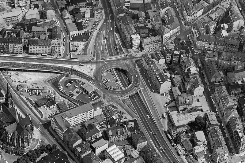 Historical aerial view of Östereichischer Platz 1962, Stuttgart, Baden-Württemberg, Germany