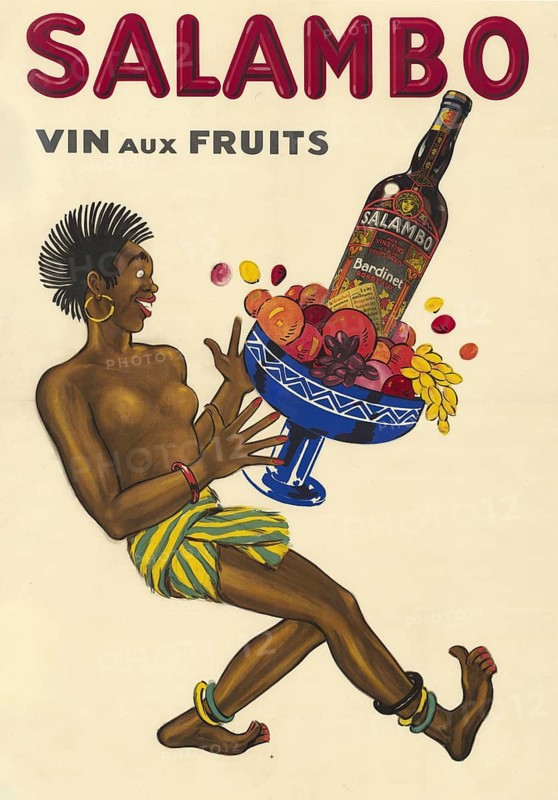 Advertising poster, beverage advertisement, poster from 1932 promotes Salambo Vin aux Fruits, a fruit wine from the manufacturer Bardinet from Bordeaux, authentic reproduction of a historical advertising poster, advertising sign, in high resolution