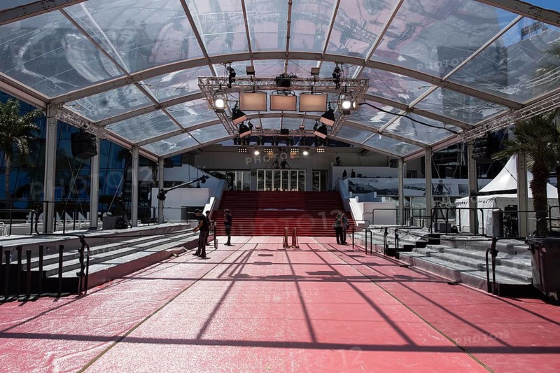 Staff preparing for the Red Carpet in front of the opening of the 79th Cannes International Film Festival. The 79th Cannes International Film Festival will take place from May 12 to 23, 2026