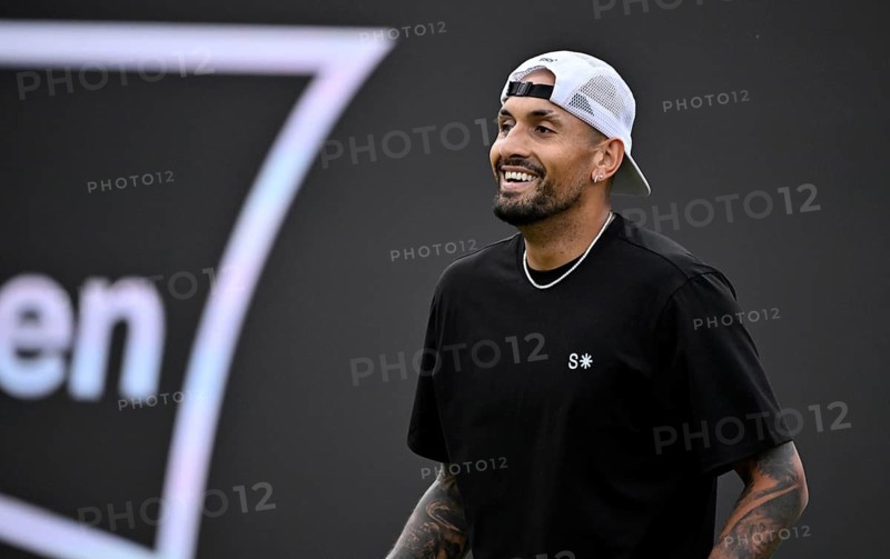 Nick Kyrgios (AUS) smiles in a portrait at the BOSS Open 2026, ATP 250 tennis tournament, a grass-court event in Stuttgart, Baden-Württemberg, Germany