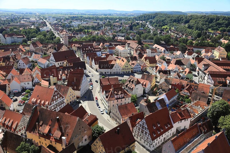 Old town, city view from above, from Daniel church tower, Nördlingen, Nördlingen, Donau-Ries district, Swabia, Bavaria, Germany