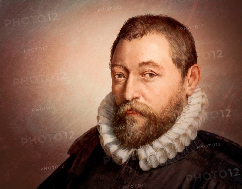 Abraham Ortelius, 1527 – 1598, Flemish scholar, cartographer, geographer and cosmographer, digitally edited based on a historical illustration by Philip Galle