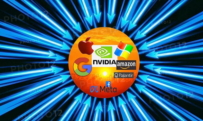 Symbolic photo, Europe EU and Germany dependent on US tech giants, Internet, economy, ChatGBT, AI, OpenAI, chatbot, artificial intelligence, IT system, informatics, IT technology, computer system, software, Microsoft, Apple, Google, Amazon, Palantir, nVidia, Meta, Windows, silicon brain, thinking machine, creativity, new wonder of the world, Einstein replacement, problem intelligence, AI research, voice robotic ter, algorithm, AI threat, weapon systems, monitoring