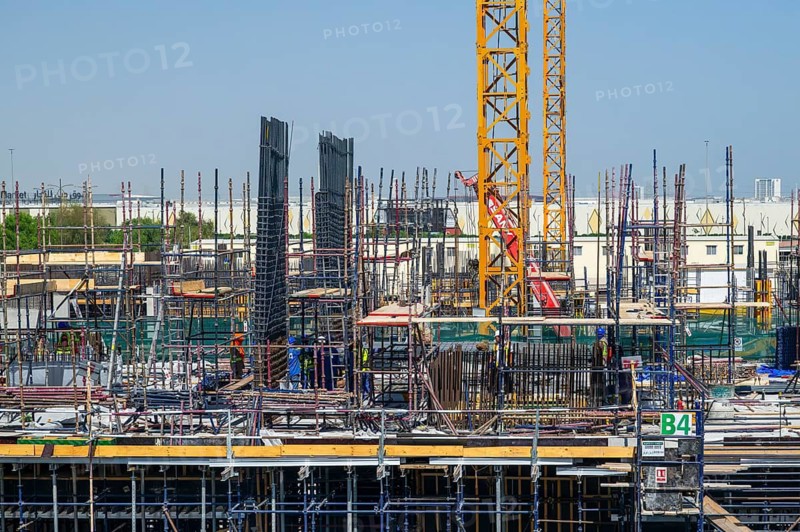Large-scale construction site for new wall formwork, Dubai, United Arab Emirates, UAE