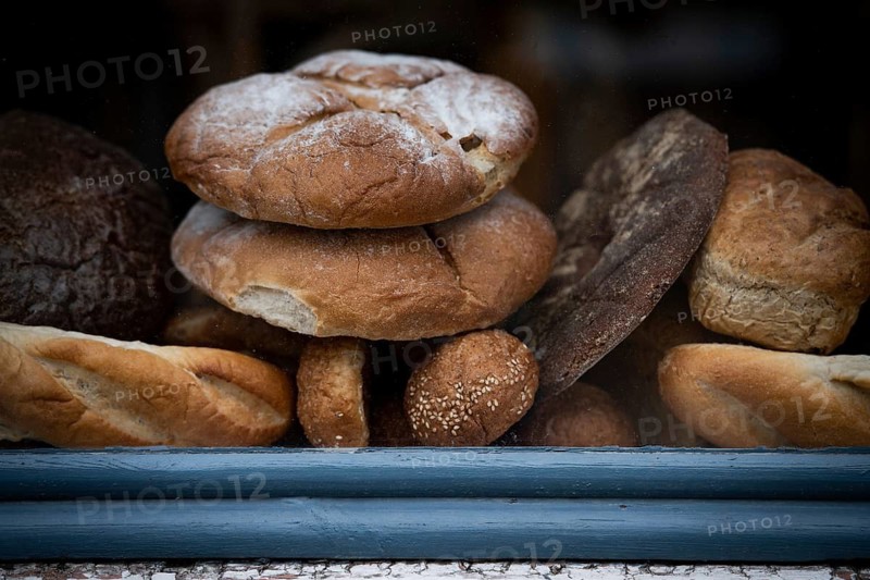 Fresh bread, display, bakery, Porvoo, Finland