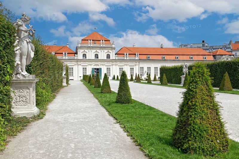 Lower Belvedere, view from the garden, Belvedere Palace, former summer residence of Prince Eugene of Savoy, built 1712 to 1723 by Johann Lucas von Hildebrandt, Baroque, Vienna, Austria