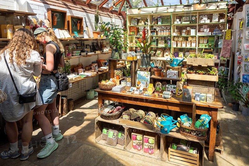People shopping Inside the gift shop, Chelsea Physic Garden, London, England, UK