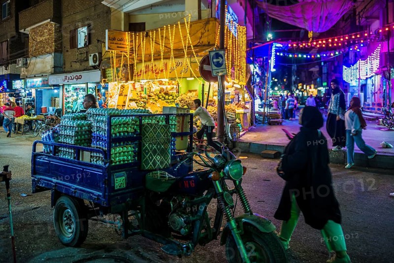 Egg seller, night view, Luxor, Egypt