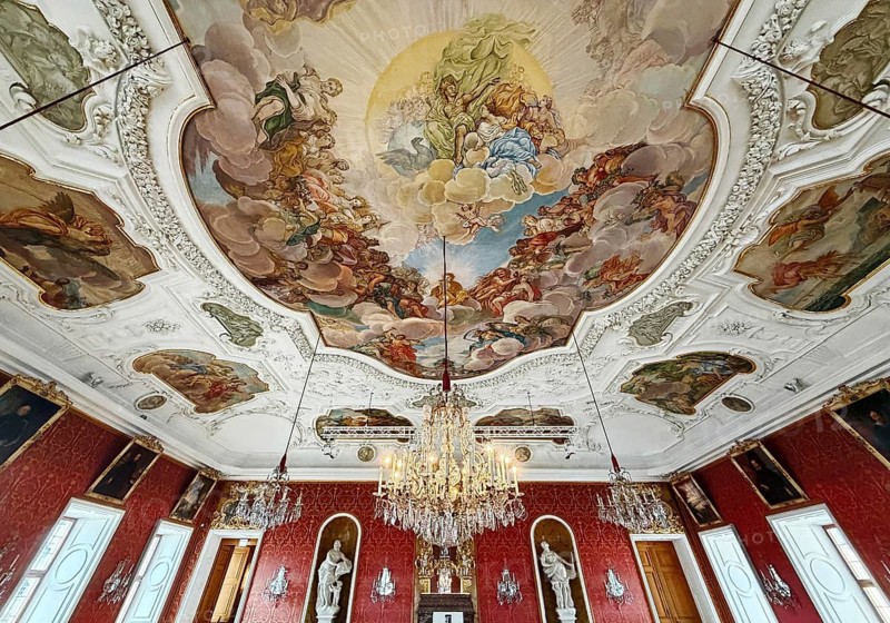 Fürstensaal, ceiling painting by Melchior Steidl, historic rooms in the city palace, Baroque Quarter, Fulda, East Hesse, Hesse, Germany