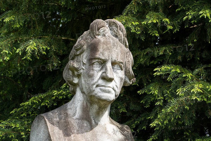 Statue of Christian Daniel Rauch in front of his birthplace, German Neoclassicism sculptor, Bad Arolsen, Waldeck-Frankenberg District, Northern Hesse, Germany
