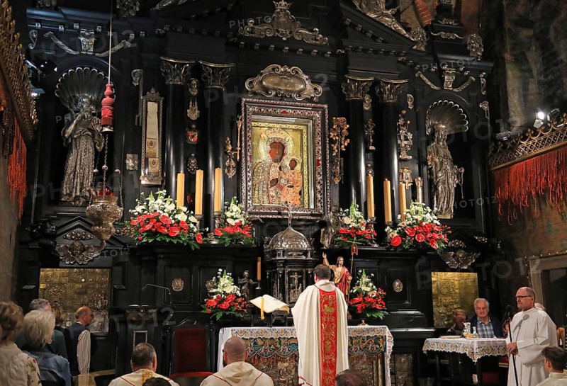 The altar of the Black Madonna in the chapel of the Jasna Góra Pauline monastery in Czestochowa, Poland