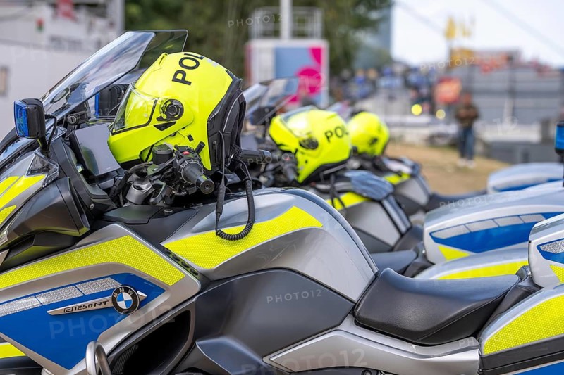 Police emergency motorcycles, Helm, North Rhine-Westphalia, Germany