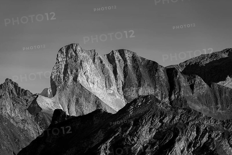 Rugged snail, 2268 m, in a group of thumbs: Sunlight over rocky ridges and alpine mats, a quiet moment high above the Allgäu in the Allgäu Alps, Bavaria, Germany