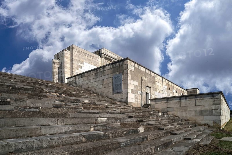 National Socialist Zeppelin main stand on the former Reichsparteitag grounds, 1933-1945, Cloudy Sky, Nuremberg, Middle Franconia Bavaria, Germany