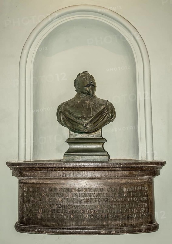 Bust of the Swedish king Gustav II Adolf (1594-1632) in the town hall of Stralsund, Mecklenburg-Vorpommern, Germany