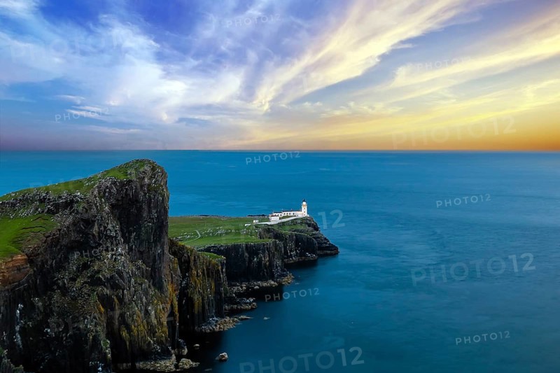 Lighthouse, Isle of Skye, Neist Point Lighthouse, Atlantic, Scotland, sunset, photo montage