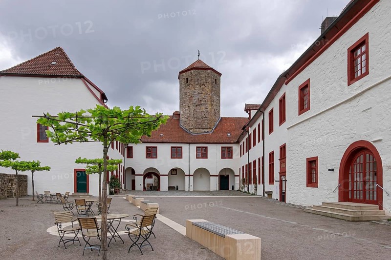 Iburg Castle and Benedictine Abbey, courtyard, Bad Iburg, Osnabrücker Land, Lower Saxony, Germany