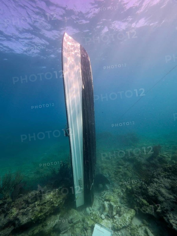 Upright wreck of sport fishing boat, John Pennekamp Coral Reef State Park Dive Site, Key Largo, Florida Keys, Florida, USA