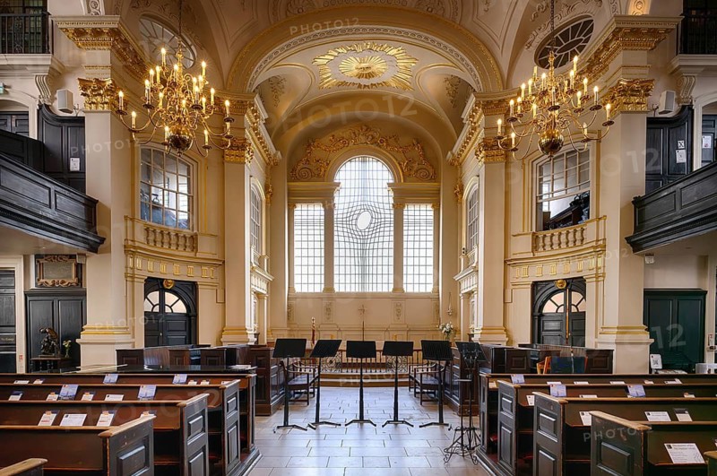 Choir interior, New East Window chancel, east window, designed by Shirazeh Houshiary, St Martin-in-the-Fields Church, City of Westminster, London, England, Great Britain, Great Britain