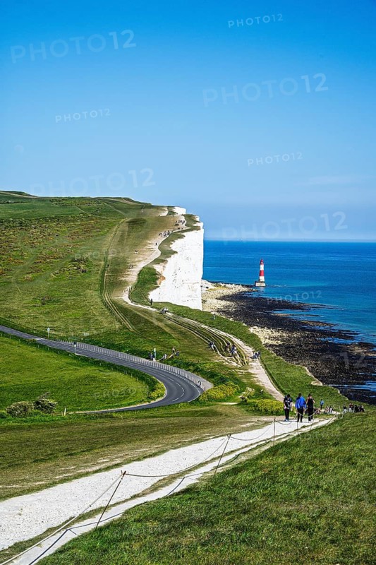 Beachy Head Lighthouse, Beachy Head Cliffs, English Channel, East Sussex, England, United Kingdom