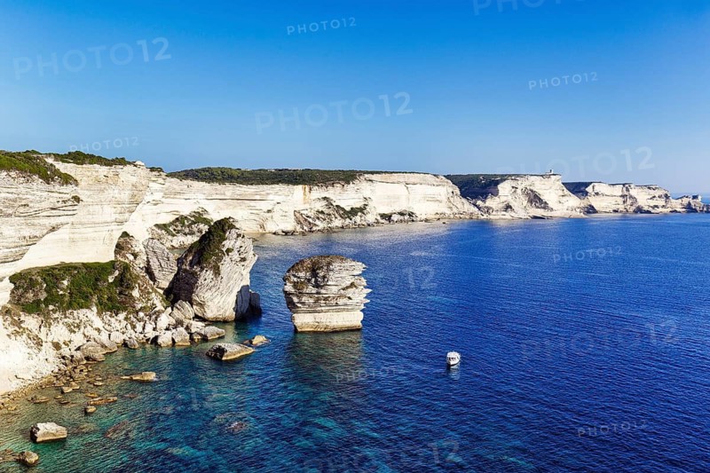 Chalk cliffs, southern tip of Corsica, Mediterranean Sea, Bonifacio, Corsica, France