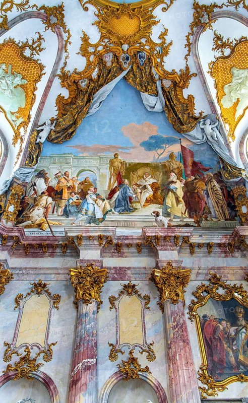 Interior design and exhibition rooms in the Würzburg Residence, imposing 18th century palace with frescoes, paintings and valuable works of art, Würzburg, Bavaria, Germany