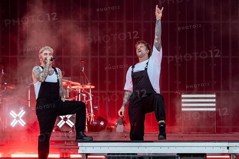 Nico Sallach and Kevin Ratajczak from Electric Callboy live at Rock im Park on Zeppelin Field in Nuremberg on 05.06.2026