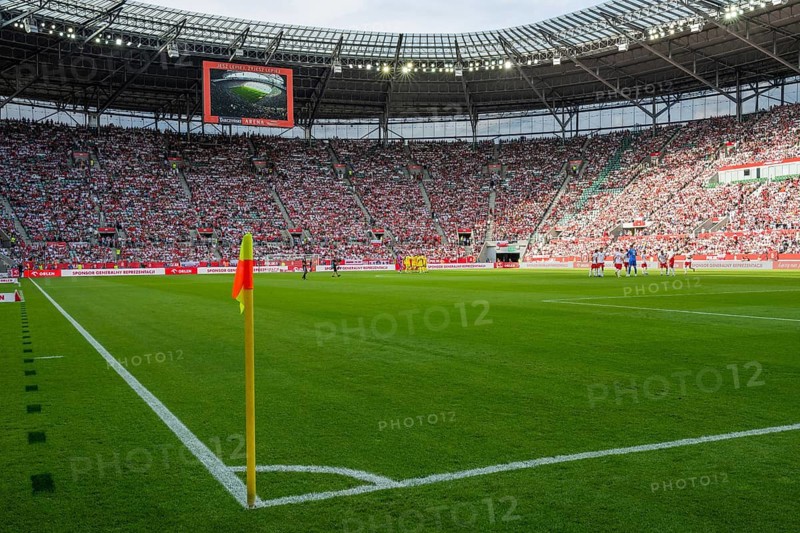 WROCLAW, POLAND, MAY 31, 2026: Friendly football match Poland vs Ukraine. Aerial view at the pitch and stadium Tarczynski Arena