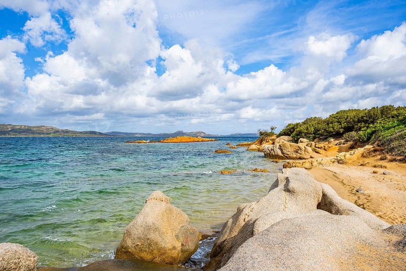 Coast side at Costa Smeralda on a cloudy day, Sardinia, Italy