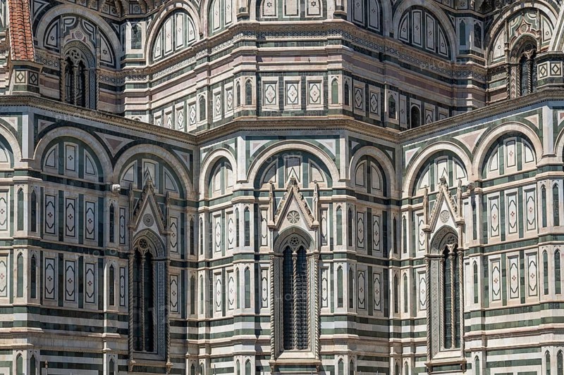 Detailed view, Cathedral of Santa Maria del Fiore, Cathedral, Duomo by Filippo Brunelleschi, UNESCO World Heritage Site, Old Town, Florence, Tuscany, Italy