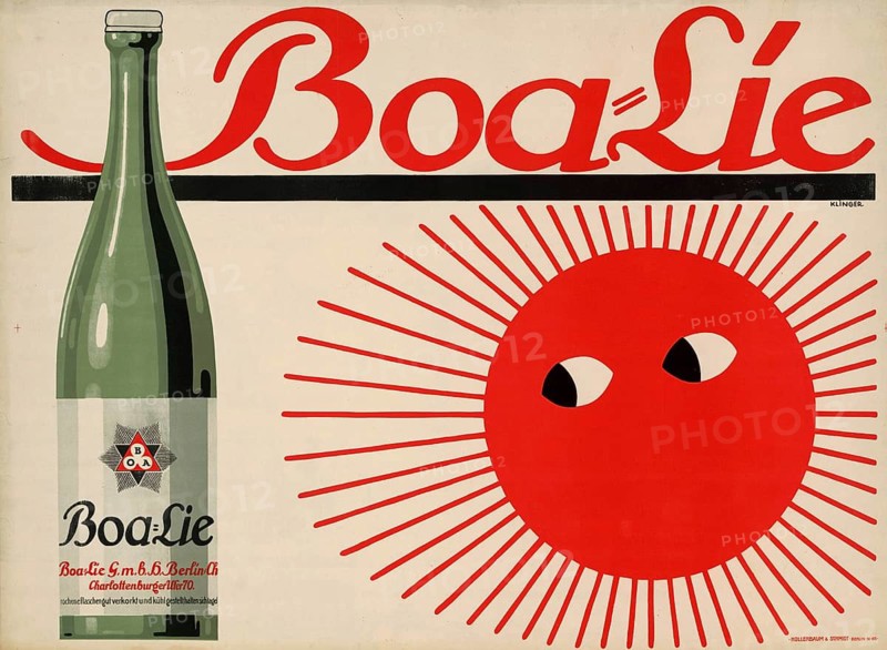 Advertising poster, beverage advertisement, advertising poster for Boa-Lie, a sparkling fruit and natural drink from 1911. Boa-Lie was produced by Boa-Lie GmbH Berlin at Charlottenburger Ufer 70, authentic reproduction of a historical advertising poster, advertising sign, in high resolution