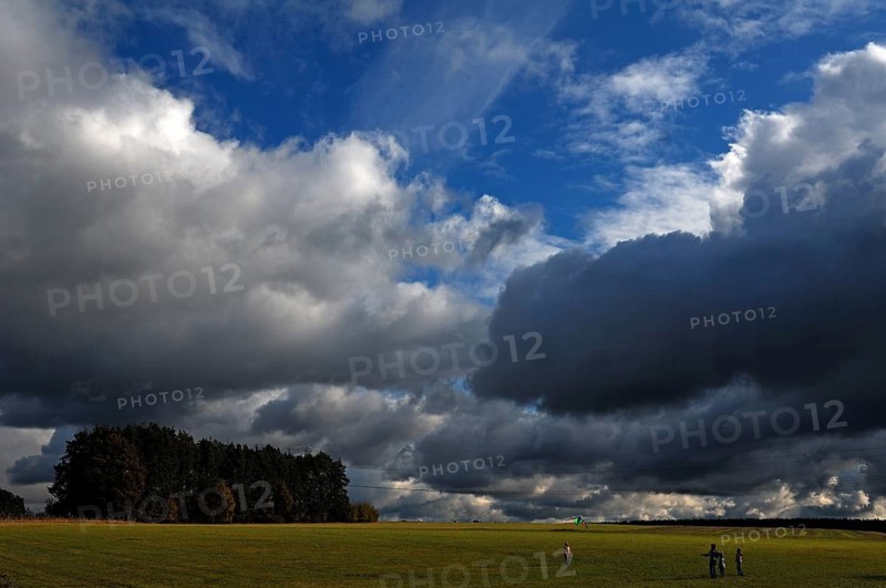 Rain clouds (Nimbostratus), Eckental, Middle Franconia, Bavaria, Germany
