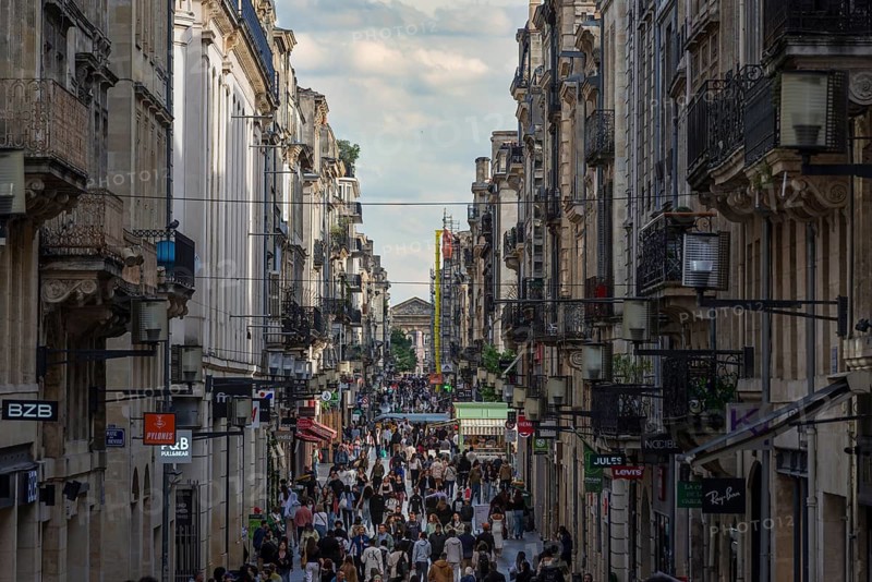 The famous shopping street Rue Sainte-Catherine in Bordeaux, Gironde, France