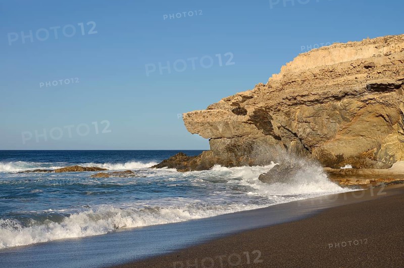 Beach and rocky coast, Ajuy, Fuerteventura, Canary Islands, Spain