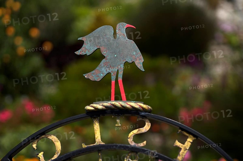 Sculpture of a Cornish Chough, Red-billed Chough, Alpine Crow, St Michael's Mount, Cornwall, England, Great Britain