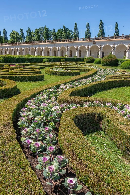 Flower garden behind the colonade, Kromeríž, Zlínský kraj, Czech Republic