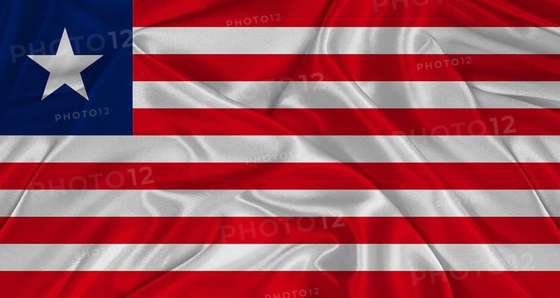 Liberian flag with fabric texture. Realistic flag of Liberia waving, National flag
