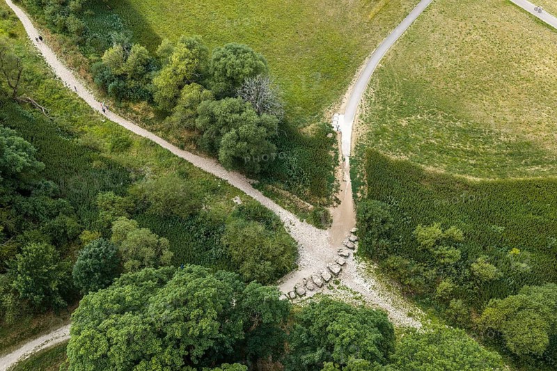 Danube infiltration near Tuttlingen. The geological phenomenon of Danube sinking on the Upper Danube was awarded the 38th Geopoint by the UNESCO Global Geopark Swabian Alb. Tuttlingen, Baden-Württemberg, Germany