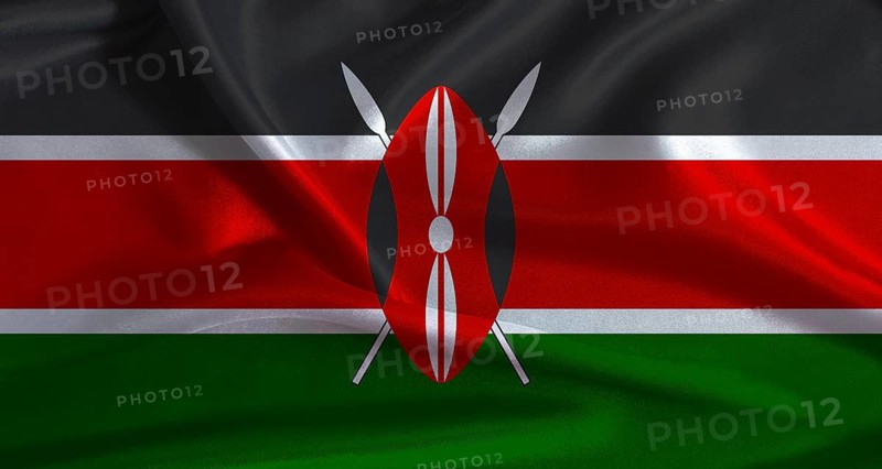 Kenya flag with cloth textured background. National flag of Kenya with realistic texture