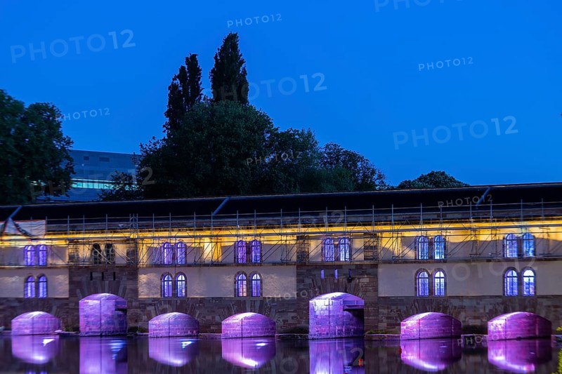 Vauban Barrage, Vauban Weir, Blue Hour, Petite France, Strasbourg, Alsace, France