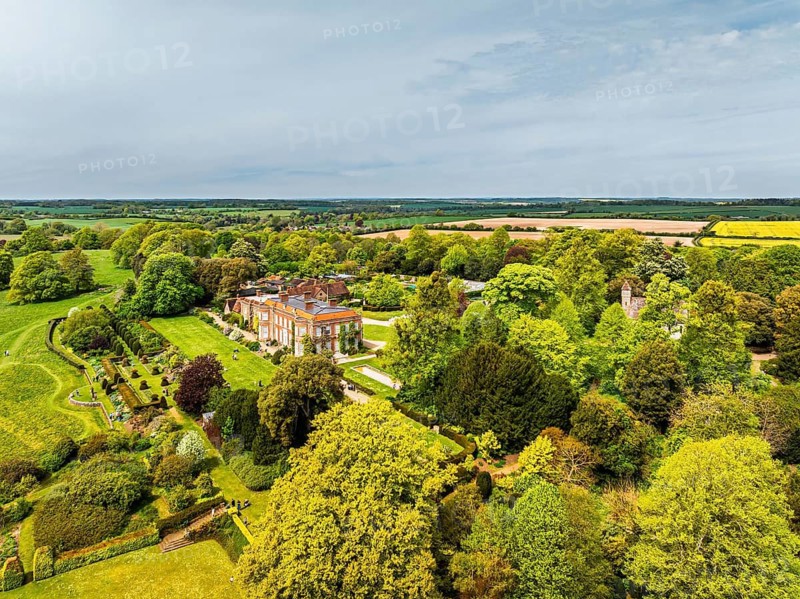 Hinton Ampner House and Garden from a drone, Winchester, Hampshire, England, United Kingdom