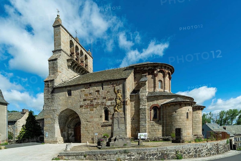 Michel church of Saint Urcize, roman church, Regional Natural Park Aubrac, Auvergne Rhone Alpes, France