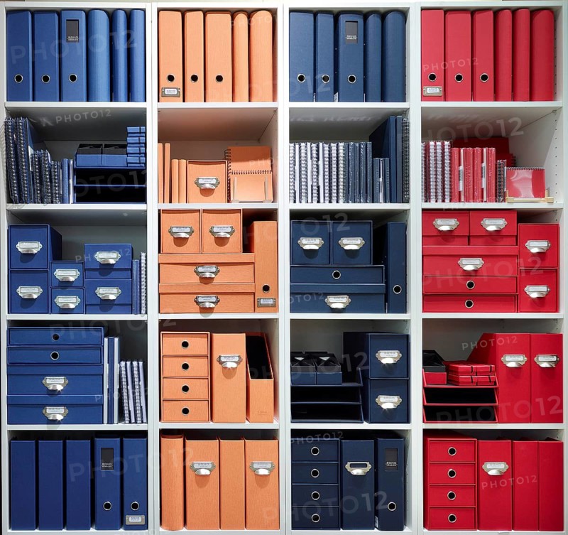 Department of office supplies in a department store, Munich, Bavaria, Germany