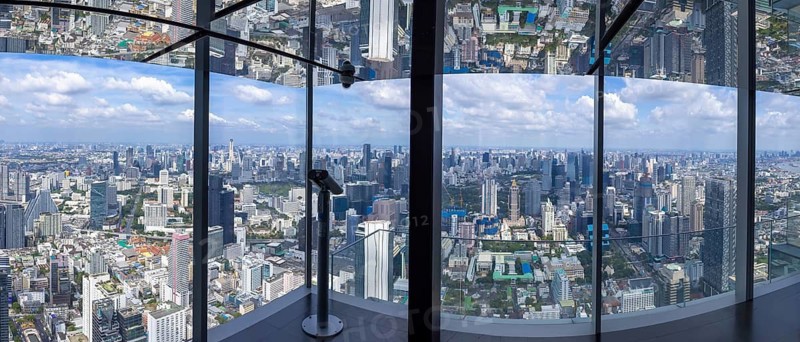 Panoramic view of Bangkok skyline downtown in business financial center