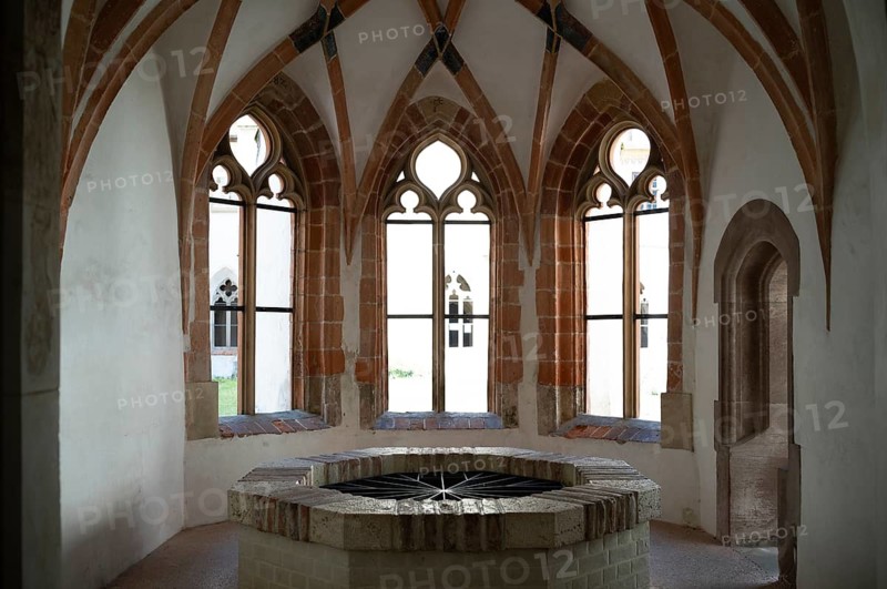 Interior view, fountain chapel, fountain house in the cloister, Blaubeuren Abbey, Swabian Jura, Baden-Württemberg, Germany
