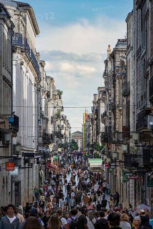 The famous shopping street Rue Sainte-Catherine in Bordeaux, Gironde, France