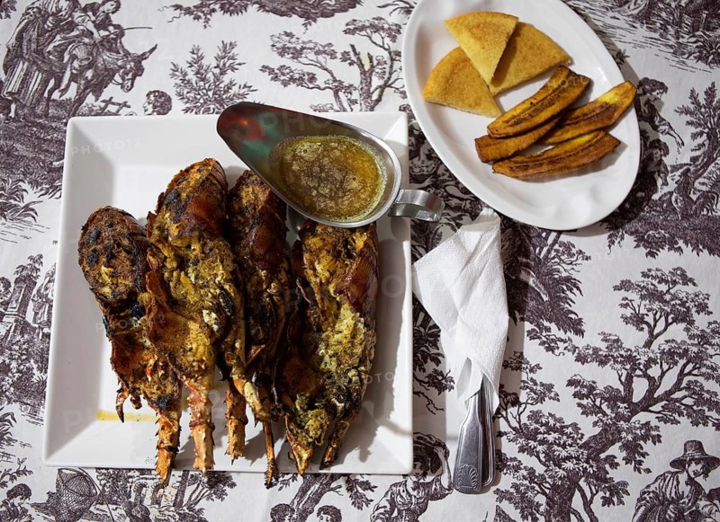 Jamaican-style grilled lobster, Jamaica, West Indies, Caribbean, Central America