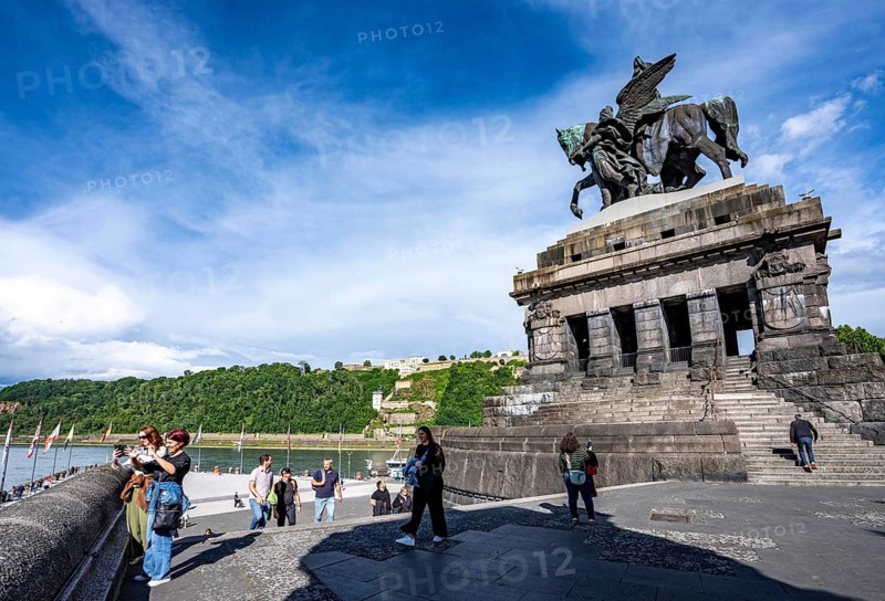 The Kaiser Wilhelm Memorial at Deutsches Eck, confluence of the Moselle with the Rhine, Rhineland-Palatinate, Germany