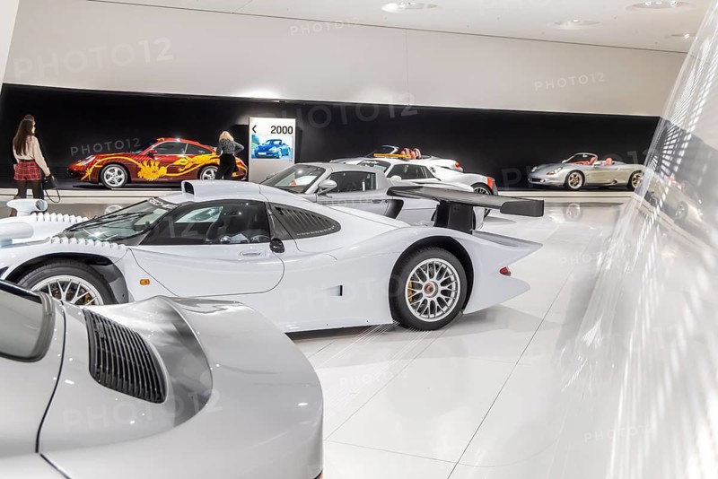 Porsche Museum Stuttgart-Zuffenhausen. The automotive museum of Dr. Ing. h.c. F. Porsche AG shows racing cars and iconic cars from automotive history. Stuttgart, Baden-Württemberg, Germany